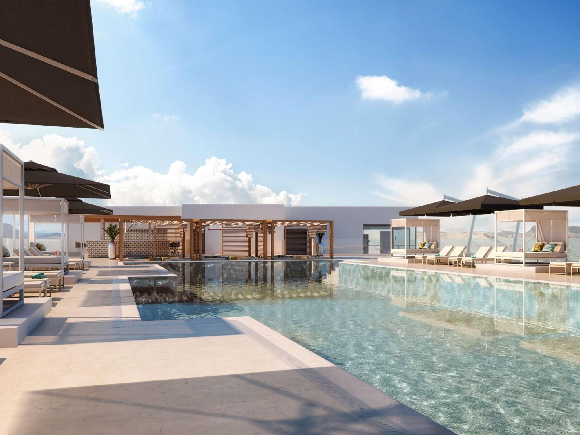 Moevenpick Hotel & Apartments Ghala Maskat Exterior foto The rooftop pool at the hotel
